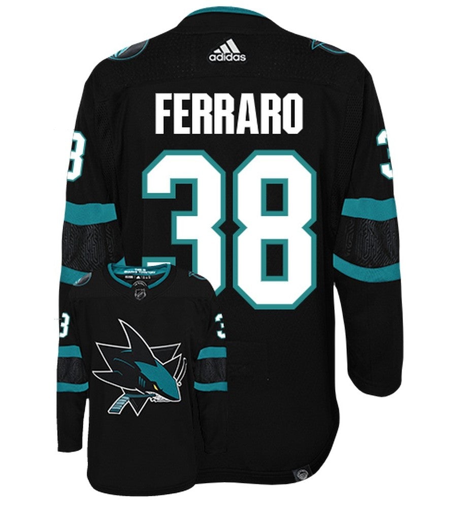 Mario Ferraro San Jose Sharks Adidas Primegreen Authentic Alternate NHL Hockey Jersey - Back/Front View