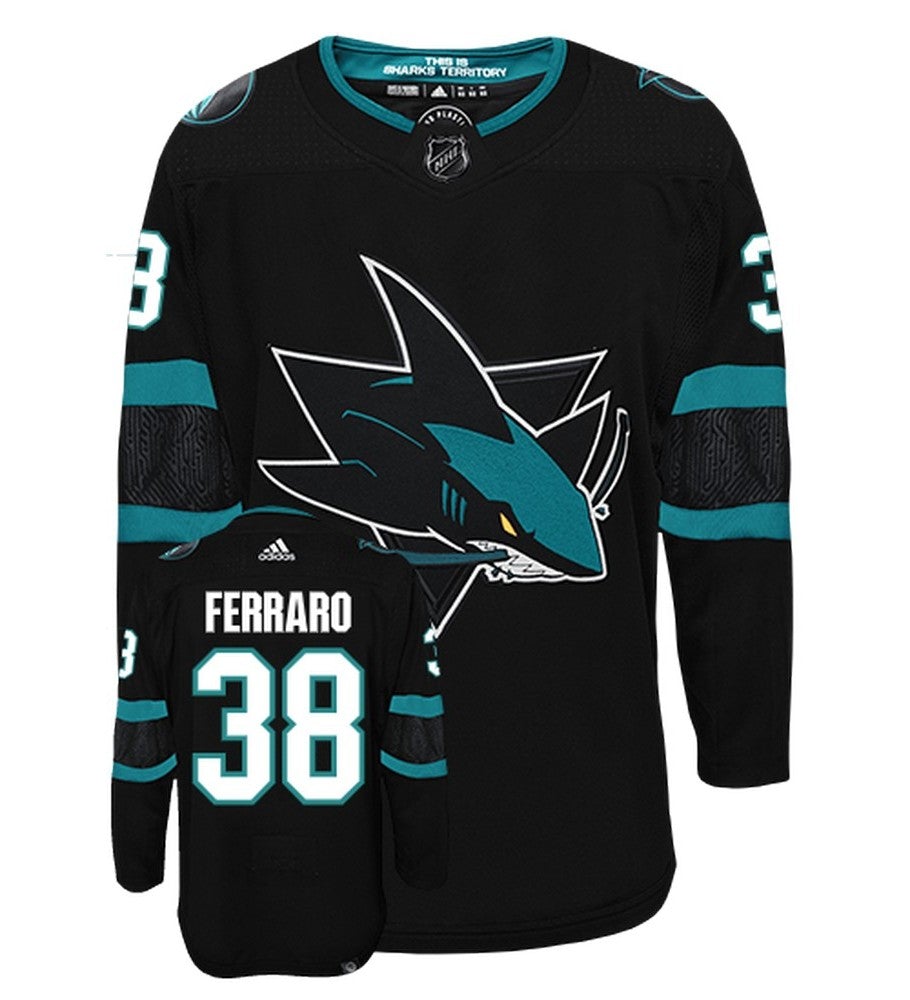 Mario Ferraro San Jose Sharks Adidas Primegreen Authentic Alternate NHL Hockey Jersey - Front/Back View