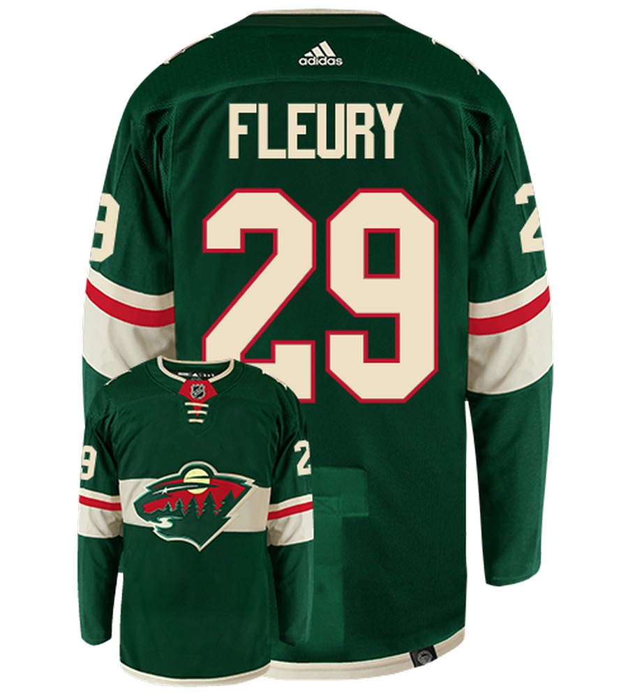 Marc Andre Fleury Minnesota Wild Adidas Primegreen Authentic NHL Hockey Jersey - Back/Front View