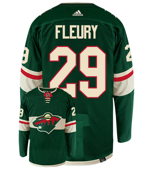 Marc Andre Fleury Minnesota Wild Adidas Primegreen Authentic NHL Hockey Jersey - Back/Front View