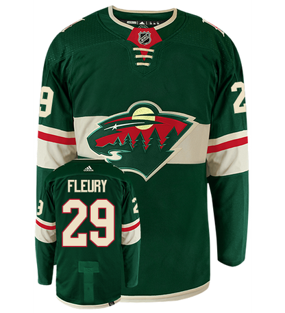 Marc Andre Fleury Minnesota Wild Adidas Primegreen Authentic NHL Hockey Jersey - Front/Back View