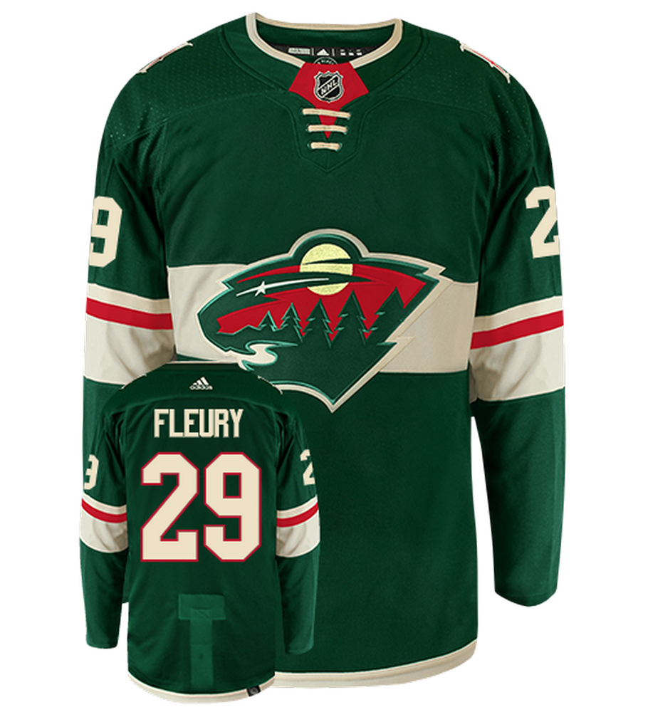 Marc Andre Fleury Minnesota Wild Adidas Primegreen Authentic NHL Hockey Jersey - Front/Back View