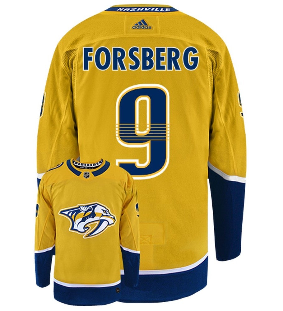 Filip Forsberg Nashville Predators Adidas Primegreen Authentic Home NHL Hockey Jersey - Back/Front View