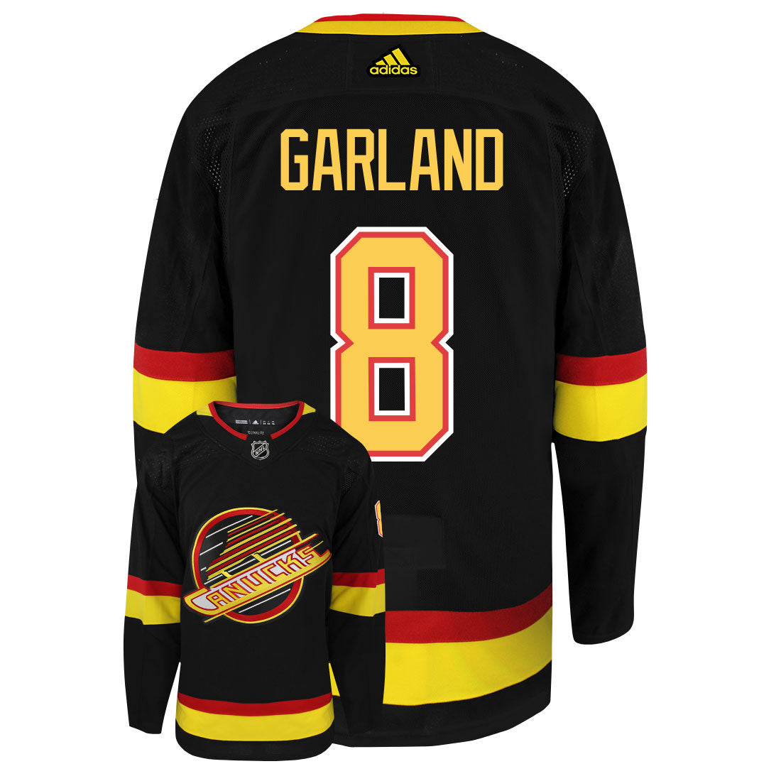 Conor Garland Vancouver Canucks Adidas Primegreen Authentic Third Alternate NHL Hockey Jersey - Back/Front View