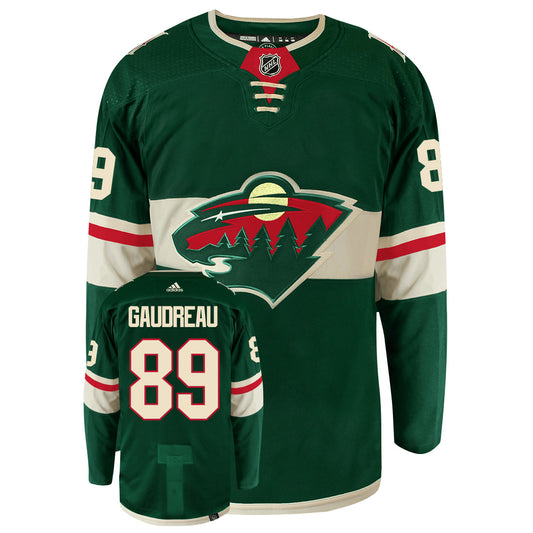 Frederick Gaudreau Minnesota Wild Adidas Primegreen Authentic NHL Hockey Jersey - Front/Back View