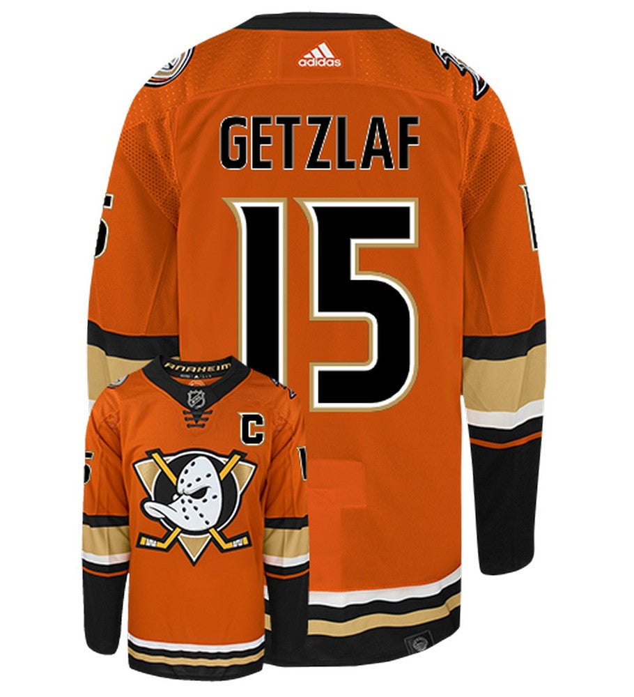 Ryan Getzlaf Anaheim Ducks Adidas Primegreen Authentic Alternate NHL Hockey Jersey - Back/Front View