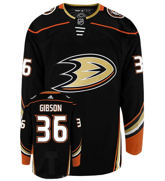 John Gibson Anaheim Ducks Adidas Primegreen Authentic Home NHL Hockey Jersey - Front/Back View