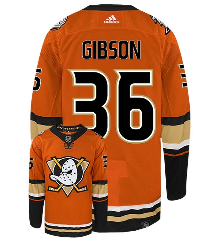John Gibson Anaheim Ducks Adidas Primegreen Authentic Alternate NHL Hockey Jersey - Back/Front View