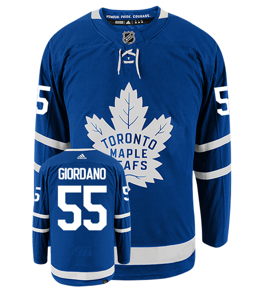 Mark Giordano Toronto Maple Leafs Adidas Primegreen Authentic NHL Hockey Jersey - Front/Back View