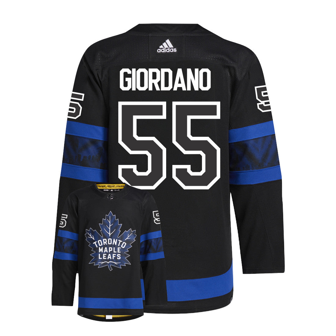 Mark Giordano Toronto Maple Leafs Adidas Primegreen Authentic Third Alternate NHL Hockey Jersey - Back/Front View