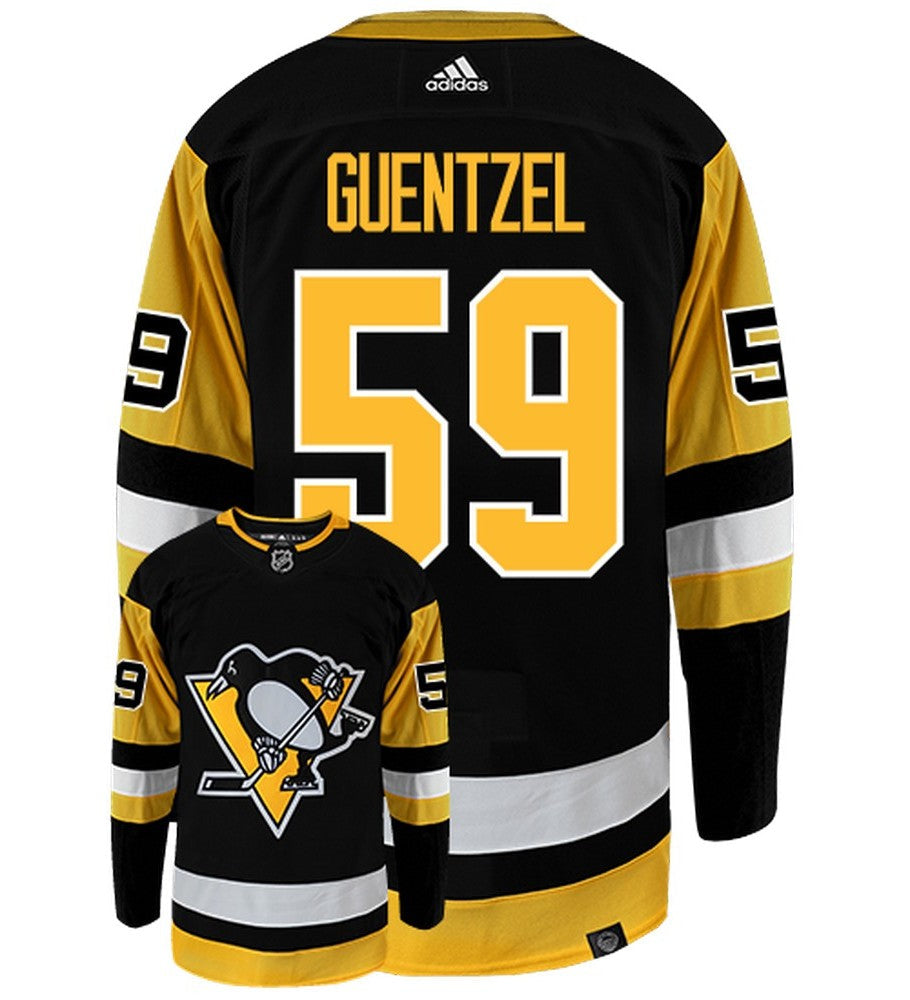 Jake Guentzel Pittsburgh Penguins Adidas Primegreen Authentic Home NHL Hockey Jersey - Back/Front View