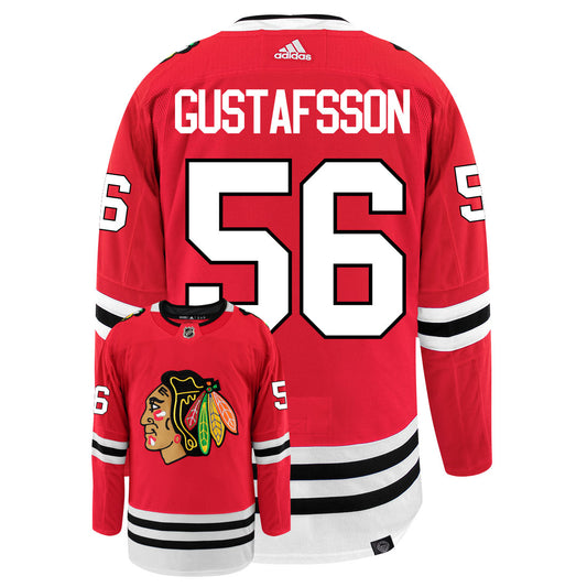 Erik Gustafsson Chicago Blackhawks Adidas Primegreen Authentic Home NHL Hockey Jersey - Back/Front View
