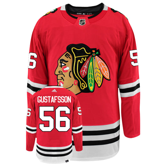 Erik Gustafsson Chicago Blackhawks Adidas Primegreen Authentic Home NHL Hockey Jersey - Front/Back View