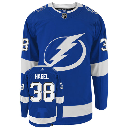 Brandon Hagel Tampa Bay Lightning Adidas Primegreen Authentic NHL Hockey Jersey - Front/Back View