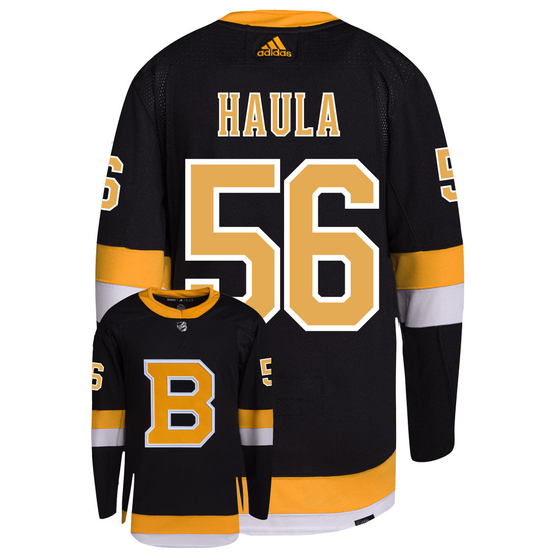 Erik Haula Boston Bruins Adidas Primegreen Authentic Third Alternate NHL Hockey Jersey - Back/Front View