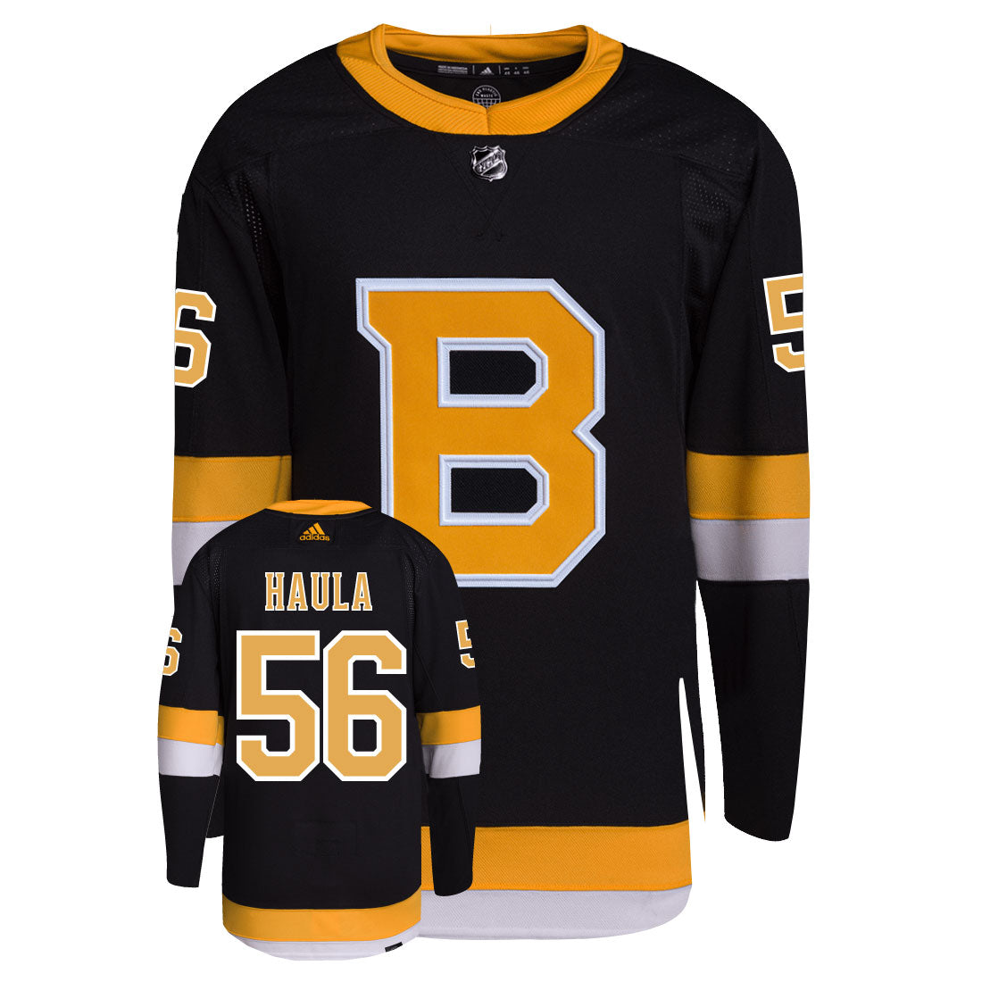 Erik Haula Boston Bruins Adidas Primegreen Authentic Third Alternate NHL Hockey Jersey - Front/Back View