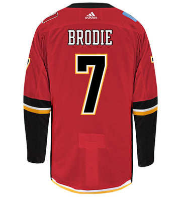 TJ Brodie Calgary Flames Adidas Authentic Home NHL Hockey