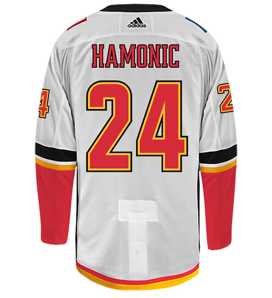 Travis Hamonic Calgary Flames Adidas Authentic Away NHL Hockey Jersey