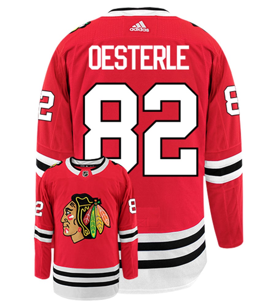 Jordan Oesterle Chicago Blackhawks Adidas Authentic Home NHL Hockey Jersey