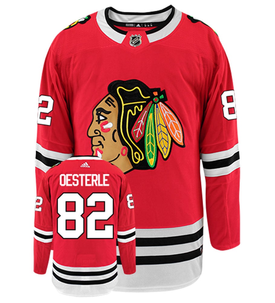 Jordan Oesterle Chicago Blackhawks Adidas Authentic Home NHL Hockey Jersey