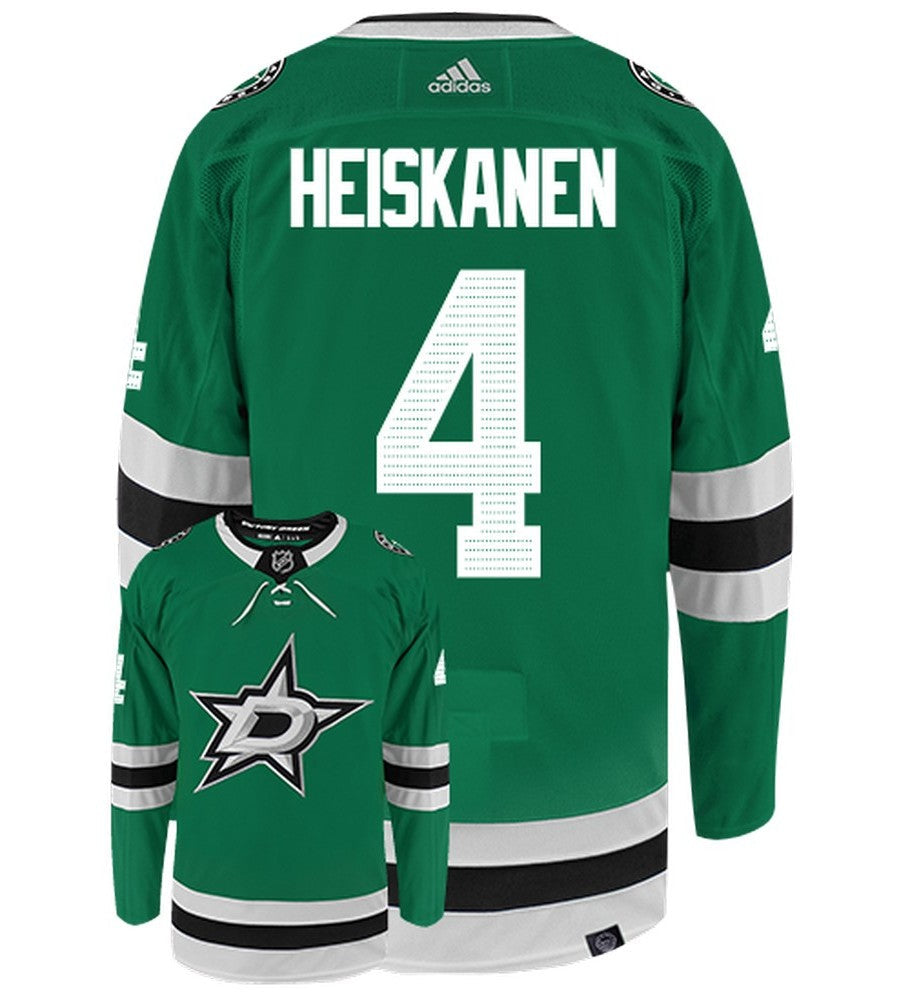 Miro Heiskanen Dallas Stars Adidas Primegreen Authentic Home NHL Hockey Jersey - Back/Front View