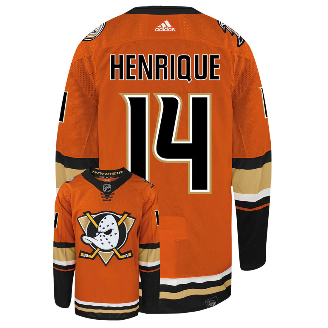 Adam Henrique Anaheim Ducks Adidas Primegreen Authentic Third Alternate NHL Hockey Jersey - Back/Front View