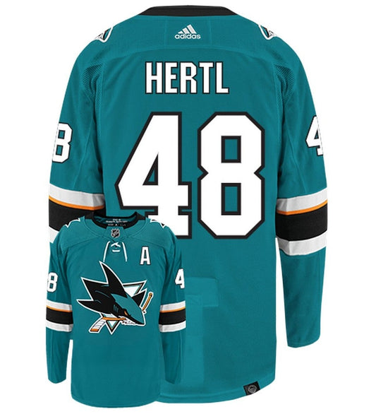 Tomas Hertl San Jose Sharks Adidas Primegreen Authentic Home NHL Hockey Jersey - Back/Front View