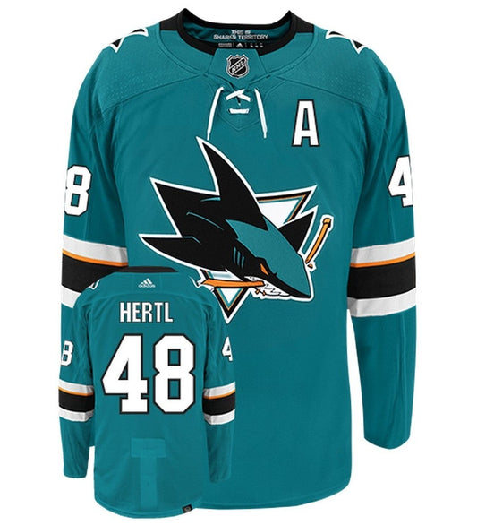 Tomas Hertl San Jose Sharks Adidas Primegreen Authentic Home NHL Hockey Jersey - Front/Back View