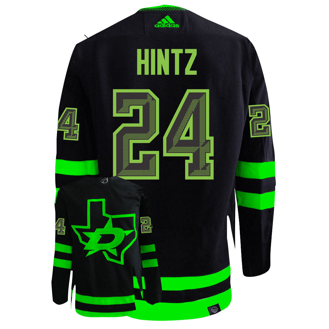 Roope Hintz Dallas Stars Adidas Primegreen Authentic Third Alternate NHL Hockey Jersey - Back/Front View