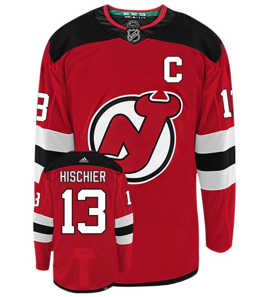 Nico Hischier New Jersey Devils Adidas Primegreen Authentic Home NHL Hockey Jersey - Front/Back View