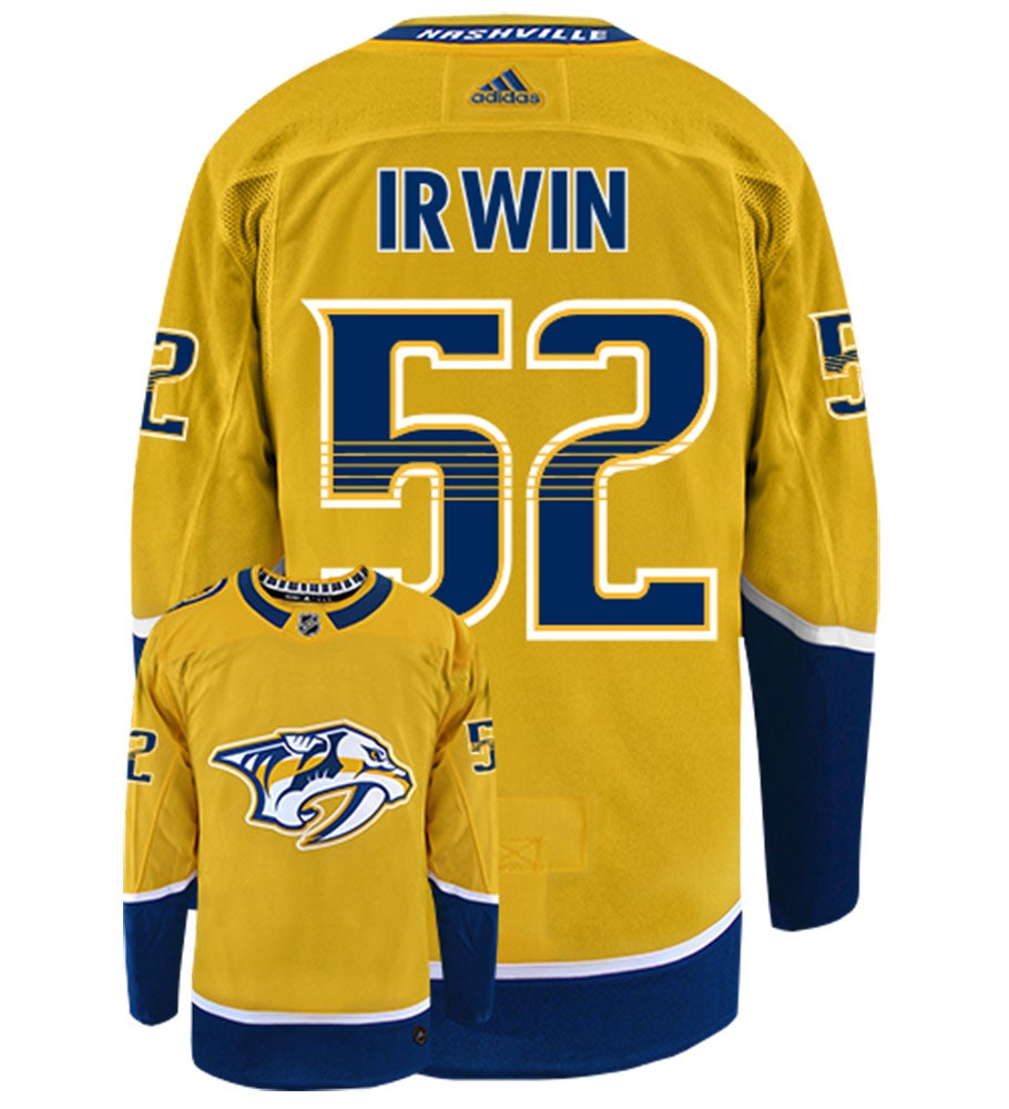 Matt Irwin Nashville Predators Adidas Authentic Home NHL Hockey Jersey