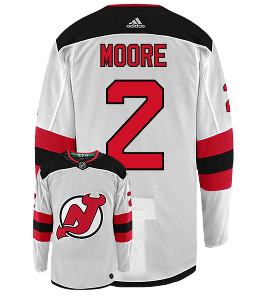 John Moore New Jersey Devils Adidas Authentic Away NHL Hockey Jersey