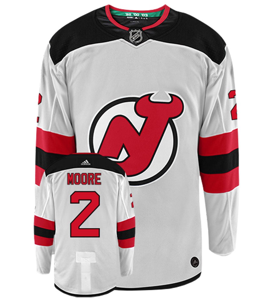 John Moore New Jersey Devils Adidas Authentic Away NHL Hockey Jersey