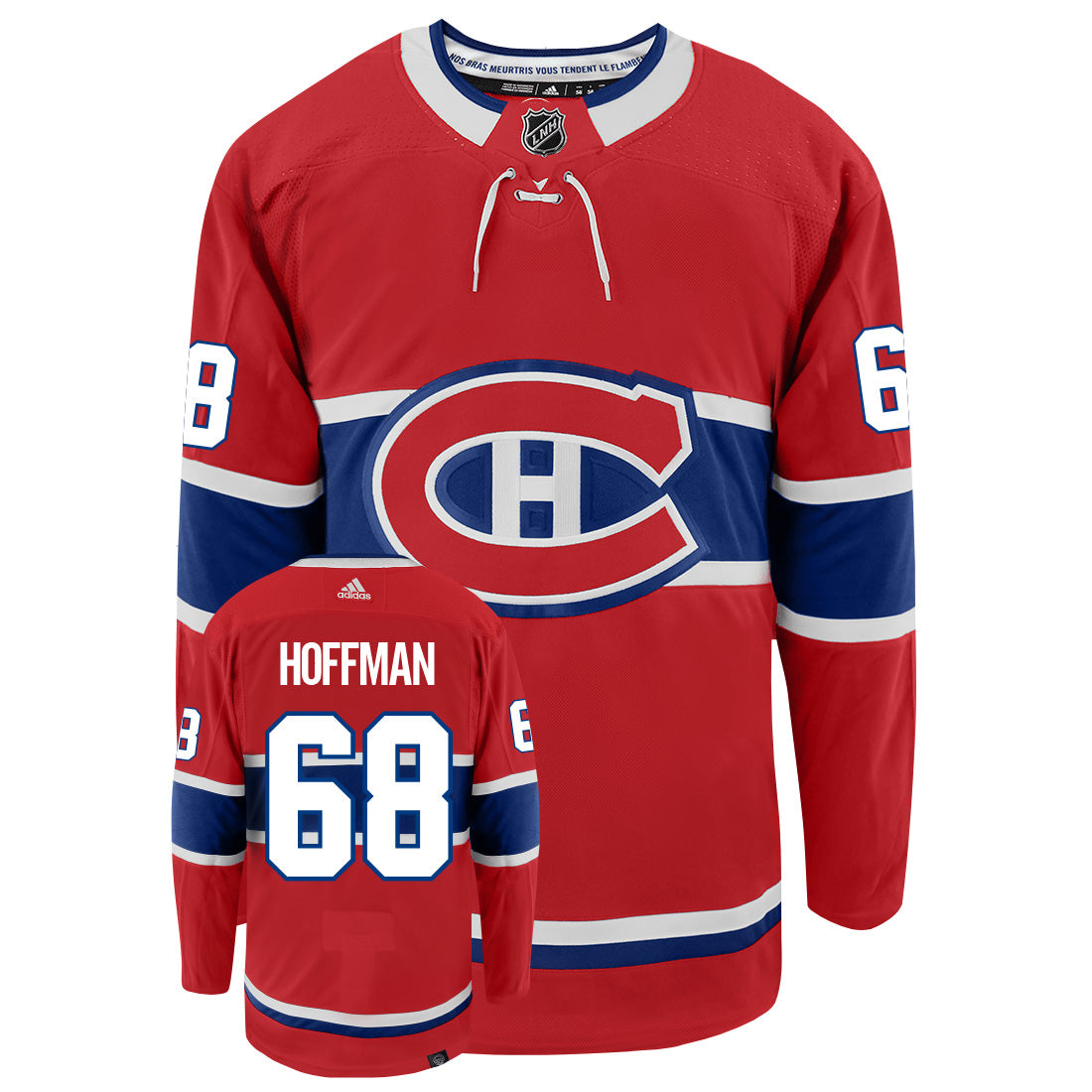 Mike Hoffman Montreal Canadiens Adidas Primegreen Authentic Home NHL Hockey Jersey - Front/Back View