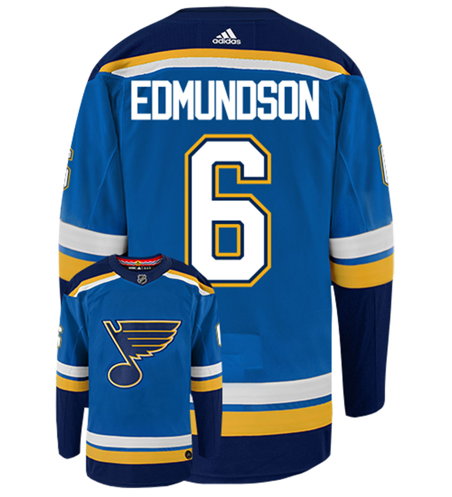 Adidas St. Louis Blues No6 Joel Edmundson Blue Home Authentic Drift Fashion Stitched NHL Jersey