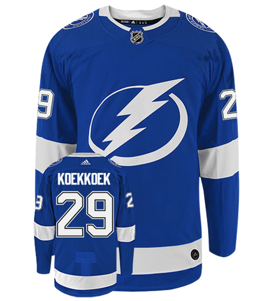 Slater Koekkoek Tampa Bay Lightning Adidas Authentic Home NHL Hockey Jersey