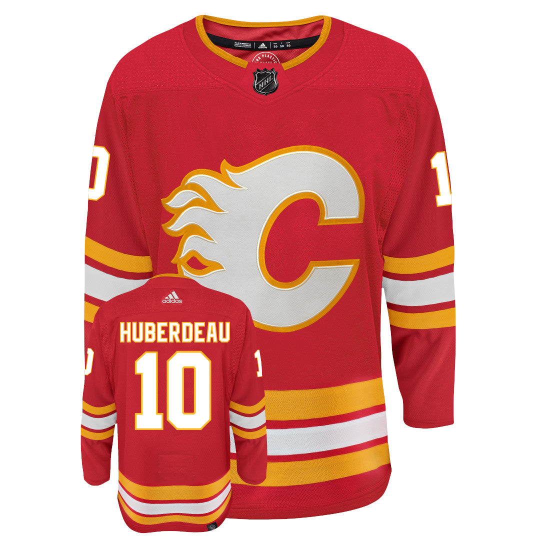 Jonathan Huberdeau Calgary Flames Adidas Primegreen Authentic NHL Hockey Jersey - Front/Back View