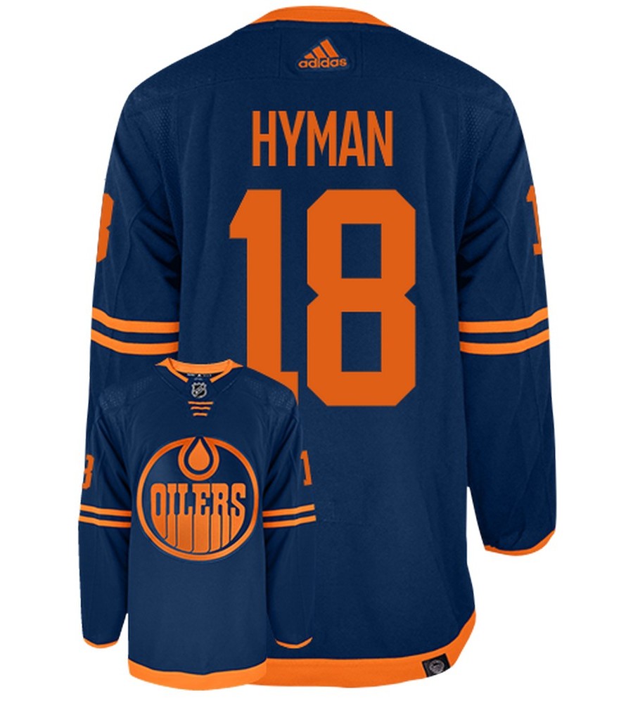 Zach Hyman Edmonton Oilers Adidas Primegreen Authentic Alternate NHL Hockey Jersey - Back/Front View