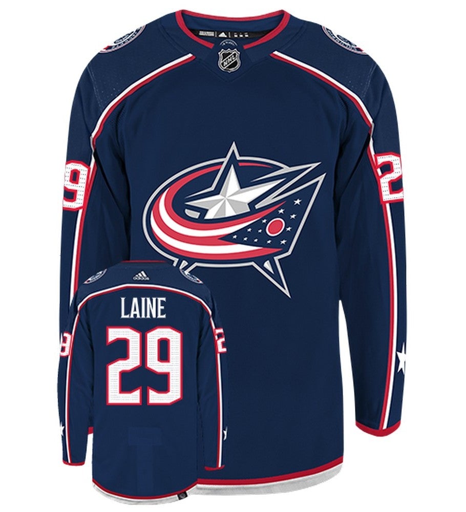 Patrik Laine Columbus Blue Jackets Adidas Primegreen Authentic Home NHL Hockey Jersey - Front/Back View