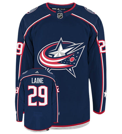 Patrik Laine Columbus Blue Jackets Adidas Primegreen Authentic Home NHL Hockey Jersey - Front/Back View