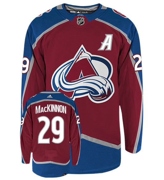 Nathan MacKinnon Colorado Avalanche Adidas Primegreen Authentic Home NHL Hockey Jersey - Front/Back View