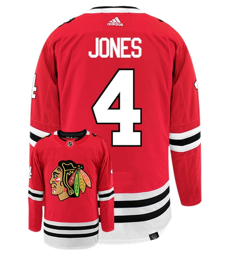 Seth Jones Chicago Blackhawks Adidas Primegreen Authentic Home NHL Hockey Jersey - Back/Front View