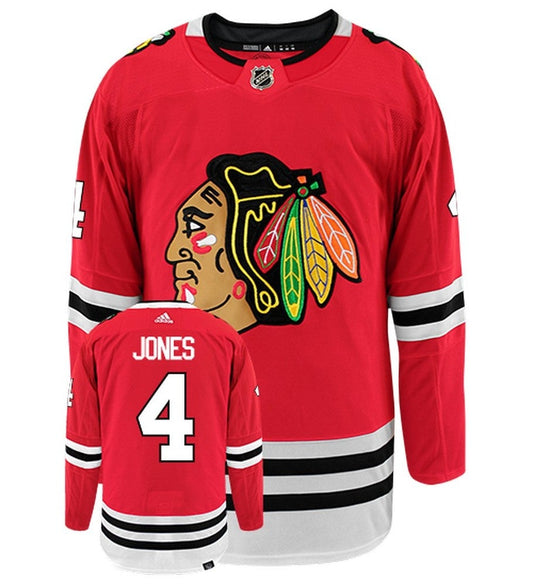 Seth Jones Chicago Blackhawks Adidas Primegreen Authentic Home NHL Hockey Jersey - Front/Back View