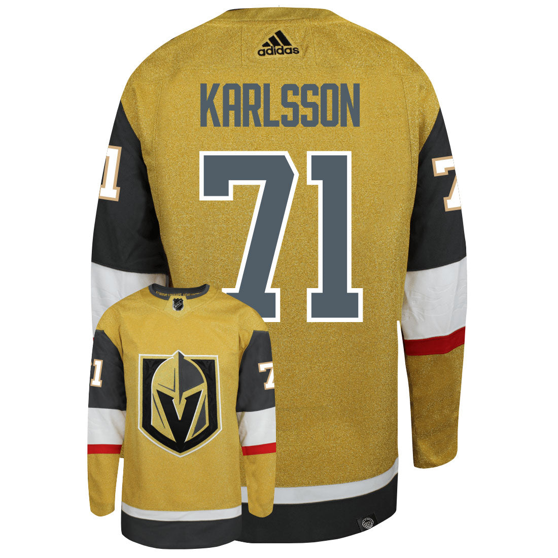 William Karlsson Vegas Golden Knights Adidas Primegreen Authentic Third Alternate NHL Hockey Jersey - Back/Front View