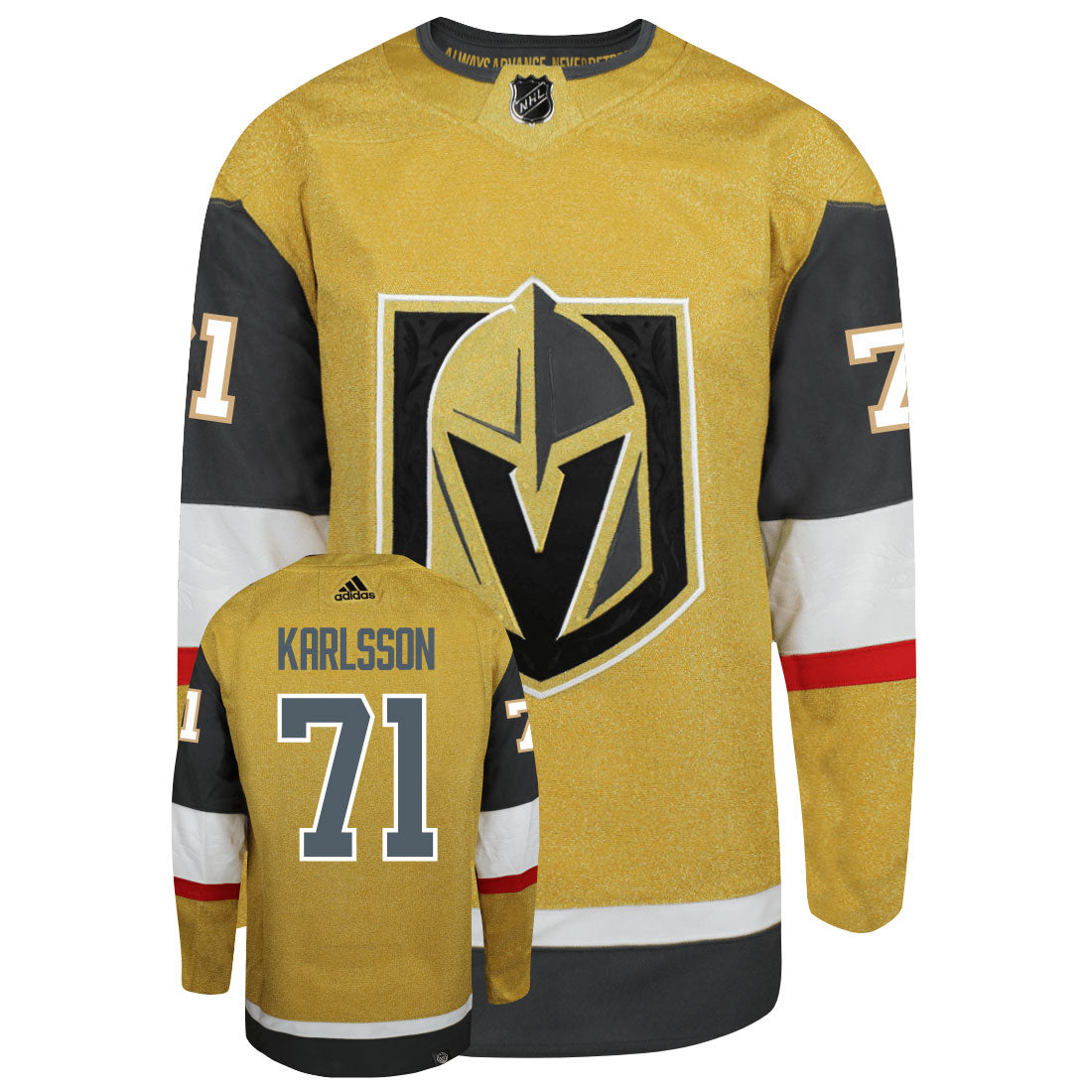 William Karlsson Vegas Golden Knights Adidas Primegreen Authentic Third Alternate NHL Hockey Jersey - Front/Back View