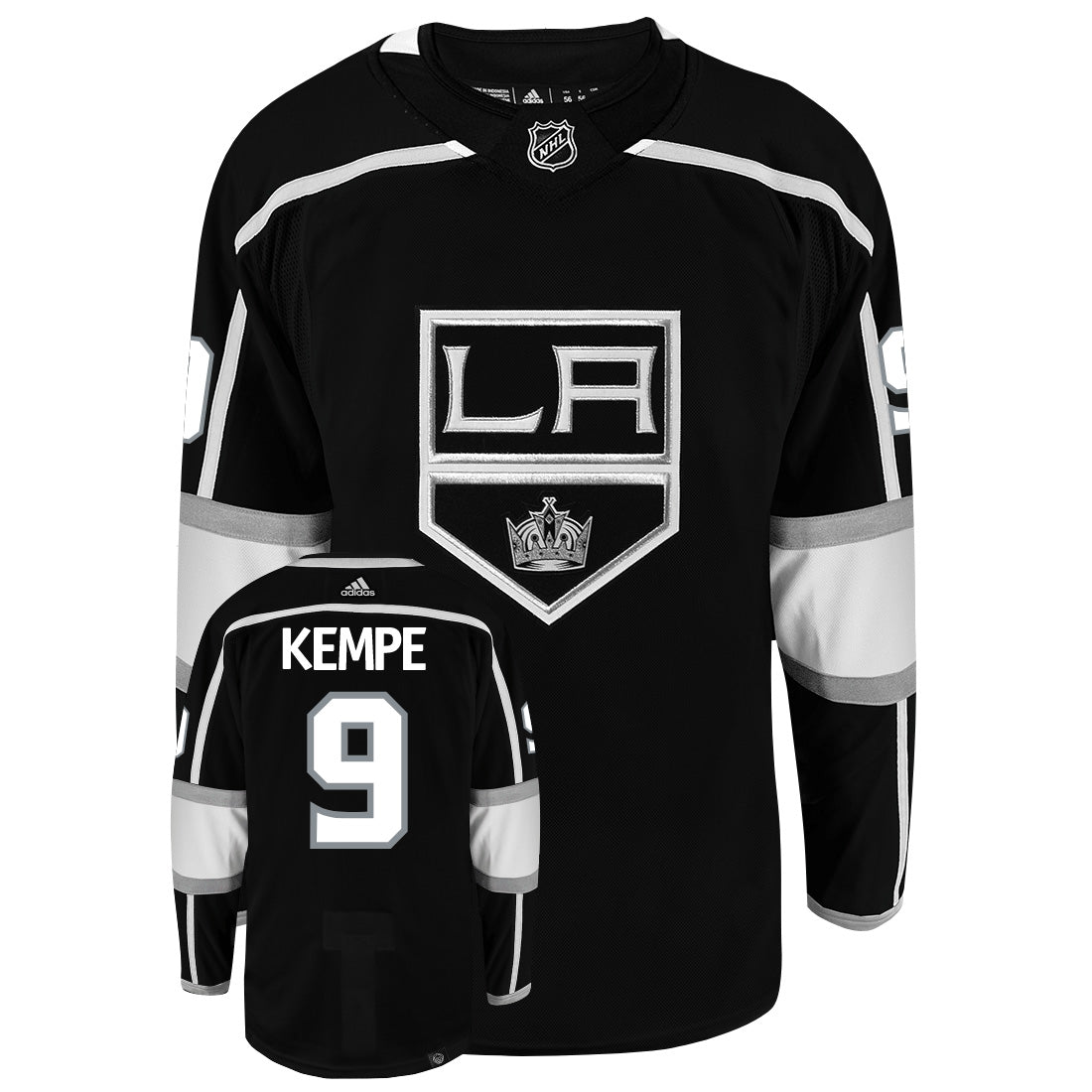 Adrian Kempe Los Angeles Kings Adidas Primegreen Authentic Home NHL Hockey Jersey - Front/Back View