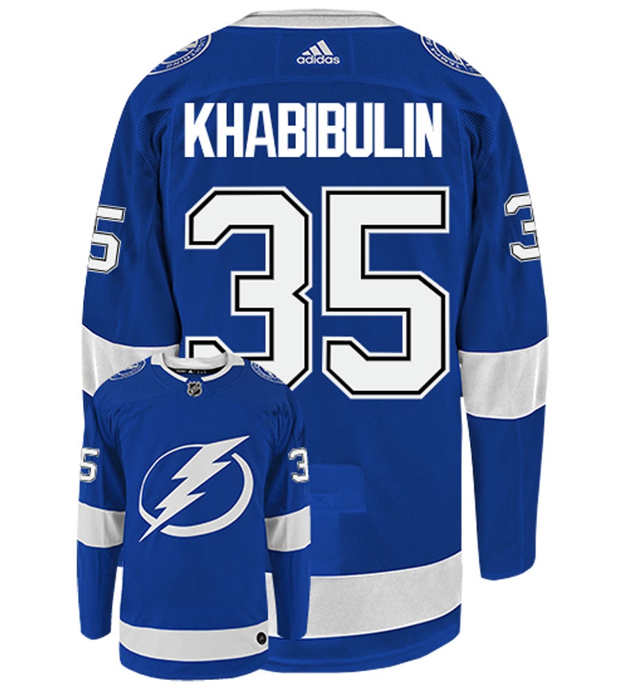 Nikolai Khabibulin Tampa Bay Lightning Adidas Authentic Home NHL Vintage Hockey Jersey
