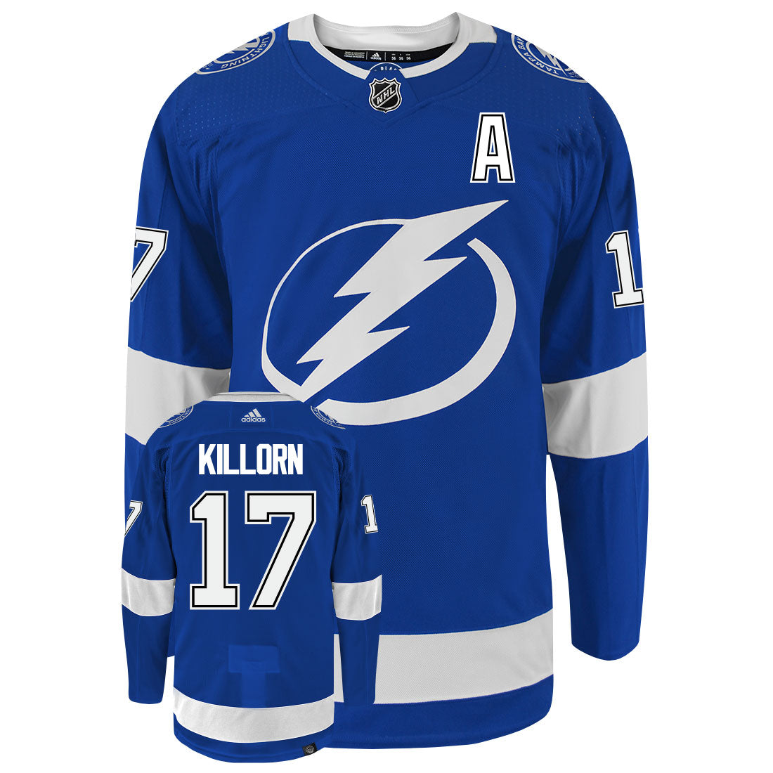 Alex Killorn Tampa Bay Lightning Adidas Primegreen Authentic Home NHL Hockey Jersey - Front/Back View