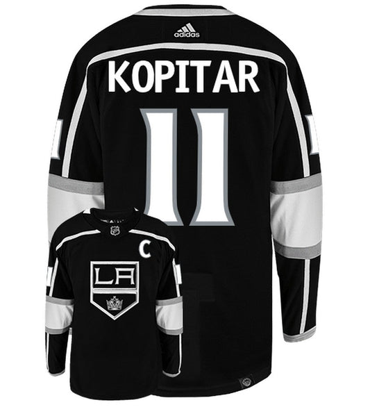 Anze Kopitar Los Angeles Kings Adidas Primegreen Authentic Home NHL Hockey Jersey - Back/Front View