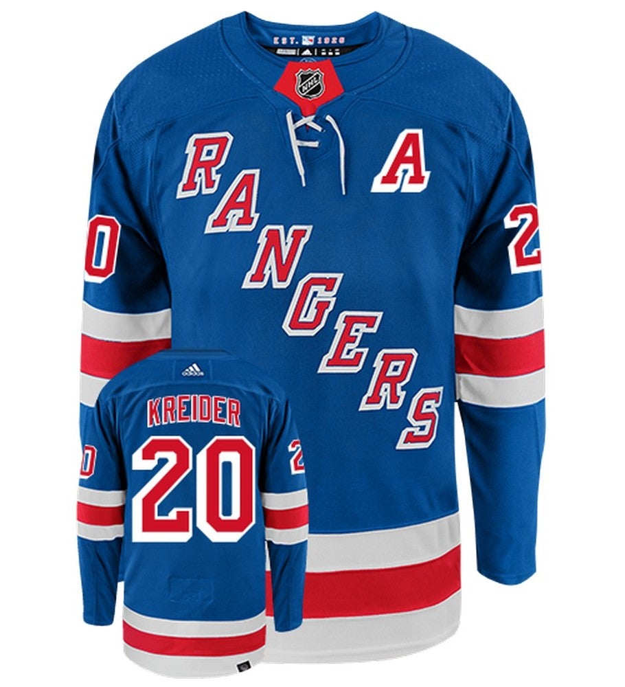 Chris Kreider New York Rangers Adidas Primegreen Authentic Home NHL Hockey Jersey - Front/Back View